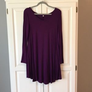 Purple Swing Dress with Pockets